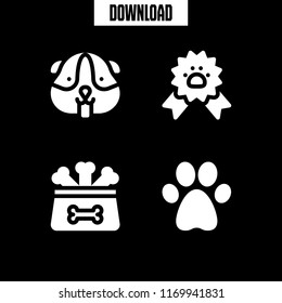 paw icon. 4 paw vector set. pet food, hamster, paw ribbon and pawprint icons for web and design about paw theme