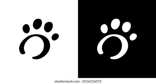 Vector abstracto del icono de la pata. Logotipo del perrito del perro del gato de la huella del animal doméstico