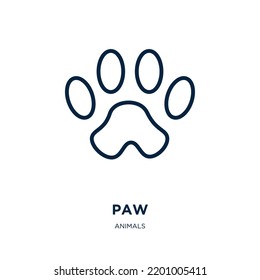 paw icon from animals collection. Thin linear paw, pet, animal outline icon isolated on white background. Line vector paw sign, symbol for web and mobile