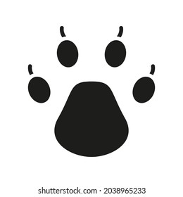 Paw icon. Black print paw trace. Unknown animal footprint. Vector isolated on a white.