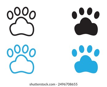 Paw icon black and white vector outline sign