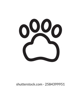 Paw icon black and white vector outline sign