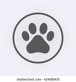 Paw icon in circle . Vector illustration