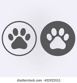 Paw icon in circle . Vector illustration