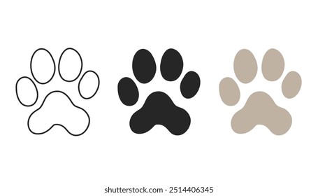 Icono de la pata. Perro, icono de pata de gato. Logotipo de Paw