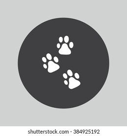 Paw icon. Dog pets steps symbol. 