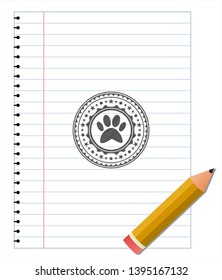 paw icon drawn in pencil. Vector Illustration. Detailed.