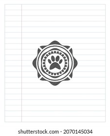paw icon drawn in pencil. Vector Illustration. Detailed. 