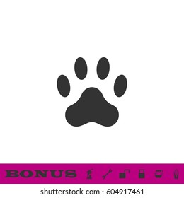 Paw icon flat. Black pictogram on white background. Vector illustration symbol and bonus button