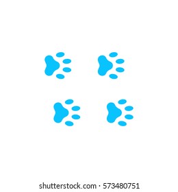Paw icon flat. Blue pictogram on white background. Vector illustration symbol