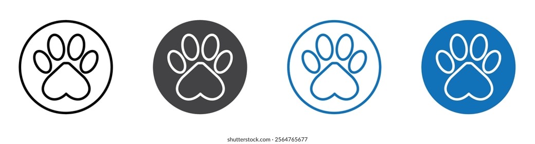 Paw icon flat editable icon mark set.