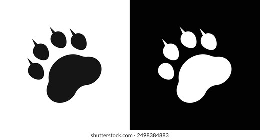 Paw icon flat line symbol set.