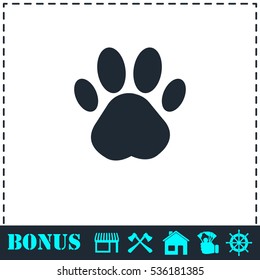 Paw icon flat. Simple vector symbol and bonus icon