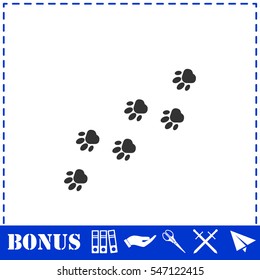 Paw icon flat. Simple vector symbol and bonus icon