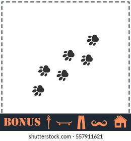 Paw icon flat. Simple vector symbol and bonus icon