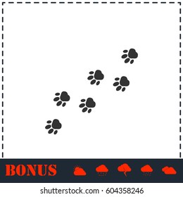 Paw icon flat. Simple vector symbol and bonus icon