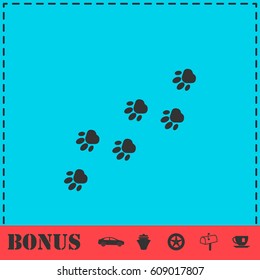 Paw icon flat. Simple vector symbol and bonus icon