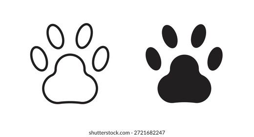 Paw icon flat and thin stroke vector pack. Editable icons set