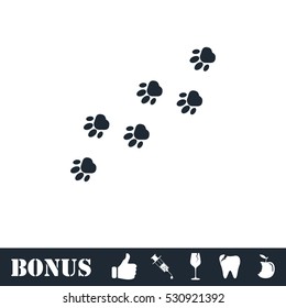 Paw icon flat. Vector illustration symbol and bonus pictogram