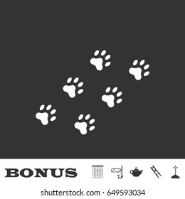 Paw icon flat. White pictogram on black background. Vector illustration symbol and bonus icons