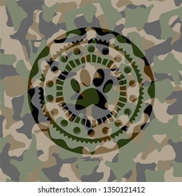 paw icon inside camo texture