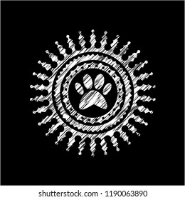 paw icon inside chalk emblem