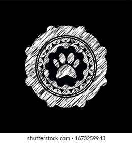 paw icon inside chalkboard emblem