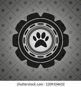paw icon inside dark emblem. Retro