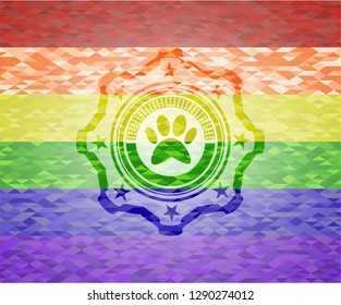 paw icon inside lgbt colors emblem 