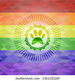 paw icon inside lgbt colors emblem 