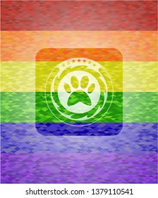 paw icon inside lgbt colors emblem 