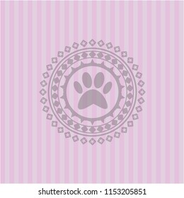 paw icon inside pink emblem. Vintage.
