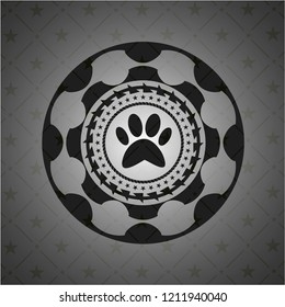 paw icon inside realistic dark emblem