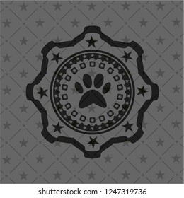 paw icon inside realistic dark emblem