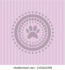 paw icon inside realistic pink emblem