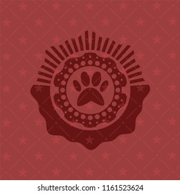 paw icon inside realistic red emblem