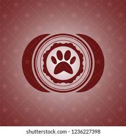 paw icon inside realistic red emblem