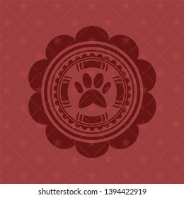 paw icon inside red emblem. Retro