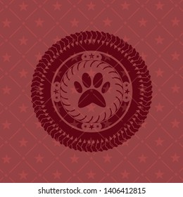 paw icon inside red emblem. Vintage.