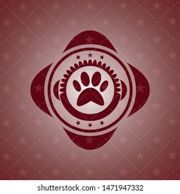 paw icon inside red emblem. Retro
