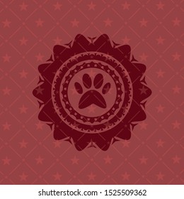 paw icon inside red emblem. Retro