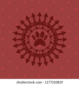 paw icon inside retro red emblem