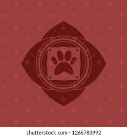 paw icon inside retro red emblem