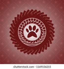 paw icon inside retro style red emblem