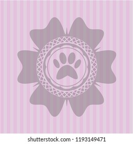 paw icon inside retro style pink emblem