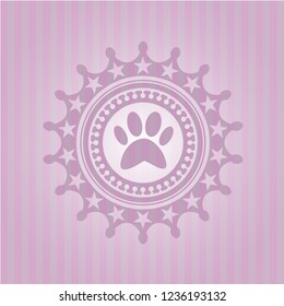 paw icon inside retro style pink emblem