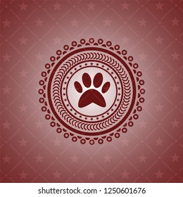 paw icon inside retro style red emblem