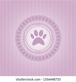 paw icon inside retro style pink emblem