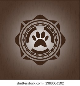 paw icon inside retro style wooden emblem