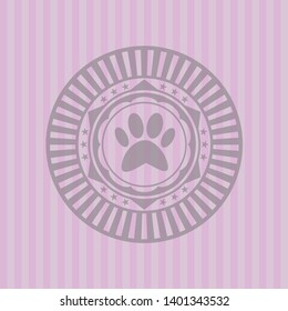 paw icon inside retro style pink emblem